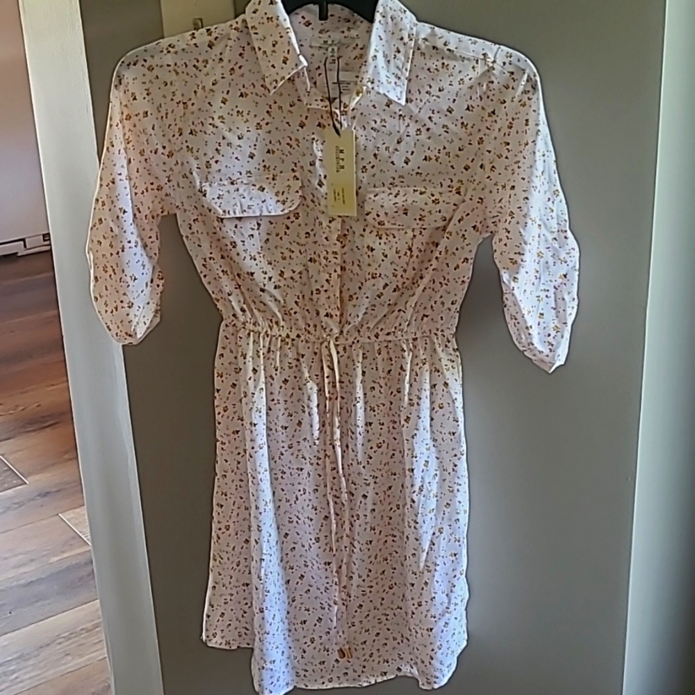 White collared floral shirt dress, mph collection